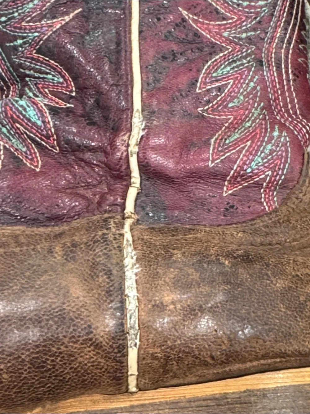 Ariat Brown Leather Kids Cowboy Boots with Burgundy Shaft